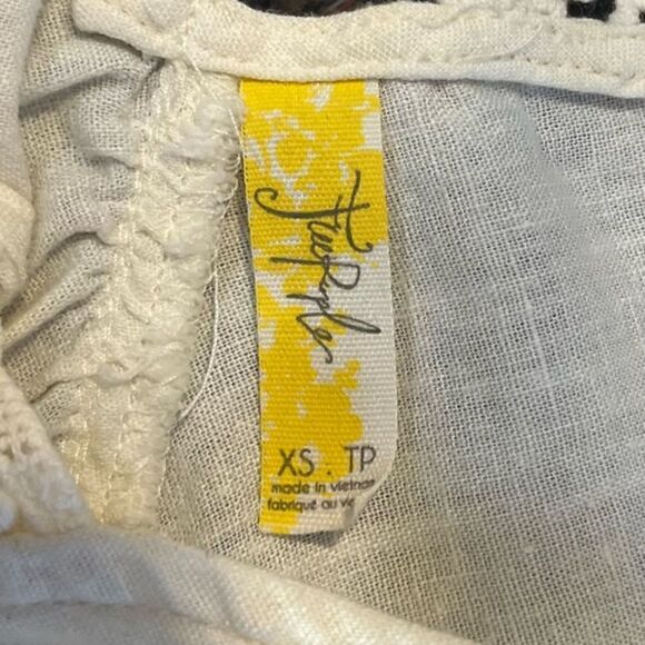 FREE PEOPLE Just Cruisin Linen Blend Top Pockets Crochet Deep V Ivory Women’s XS - Picture 8 of 8